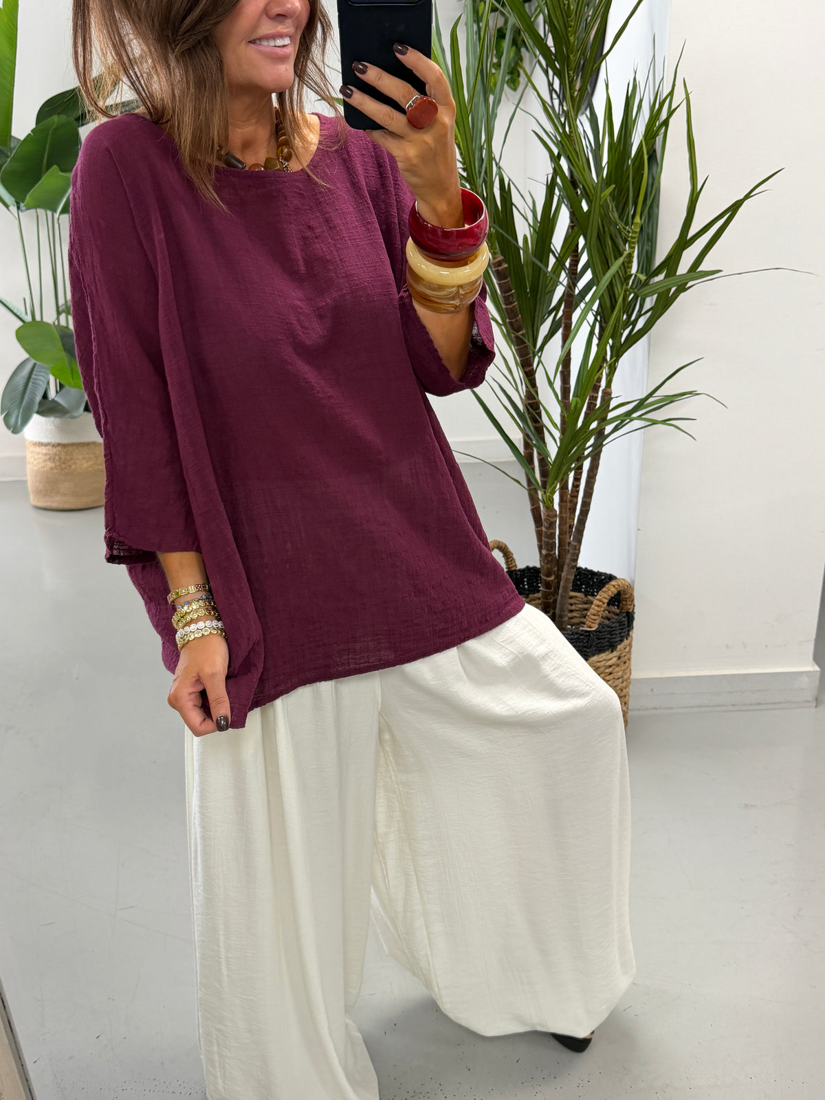 Basic Cotton Top - Wine Size 2