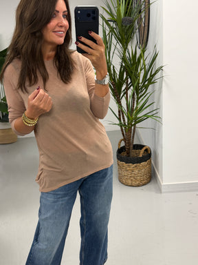 The Cashmere Blend Layering Top - Camel (Size 12-18)