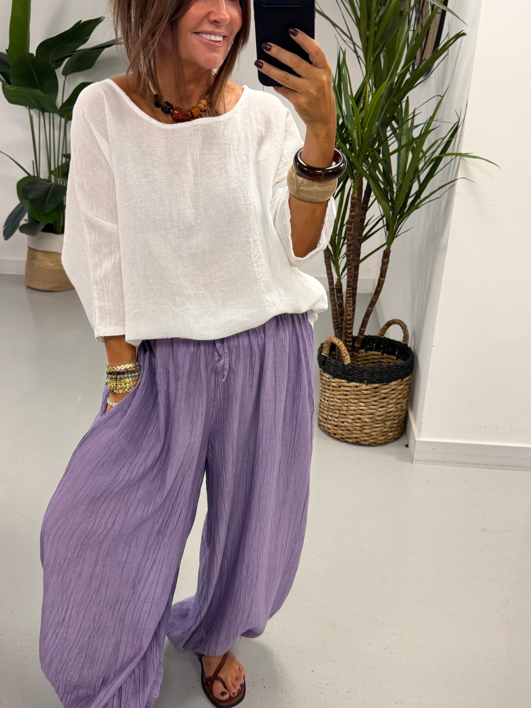 The OG TicToc Crinkle Balloon Trousers - Heather
