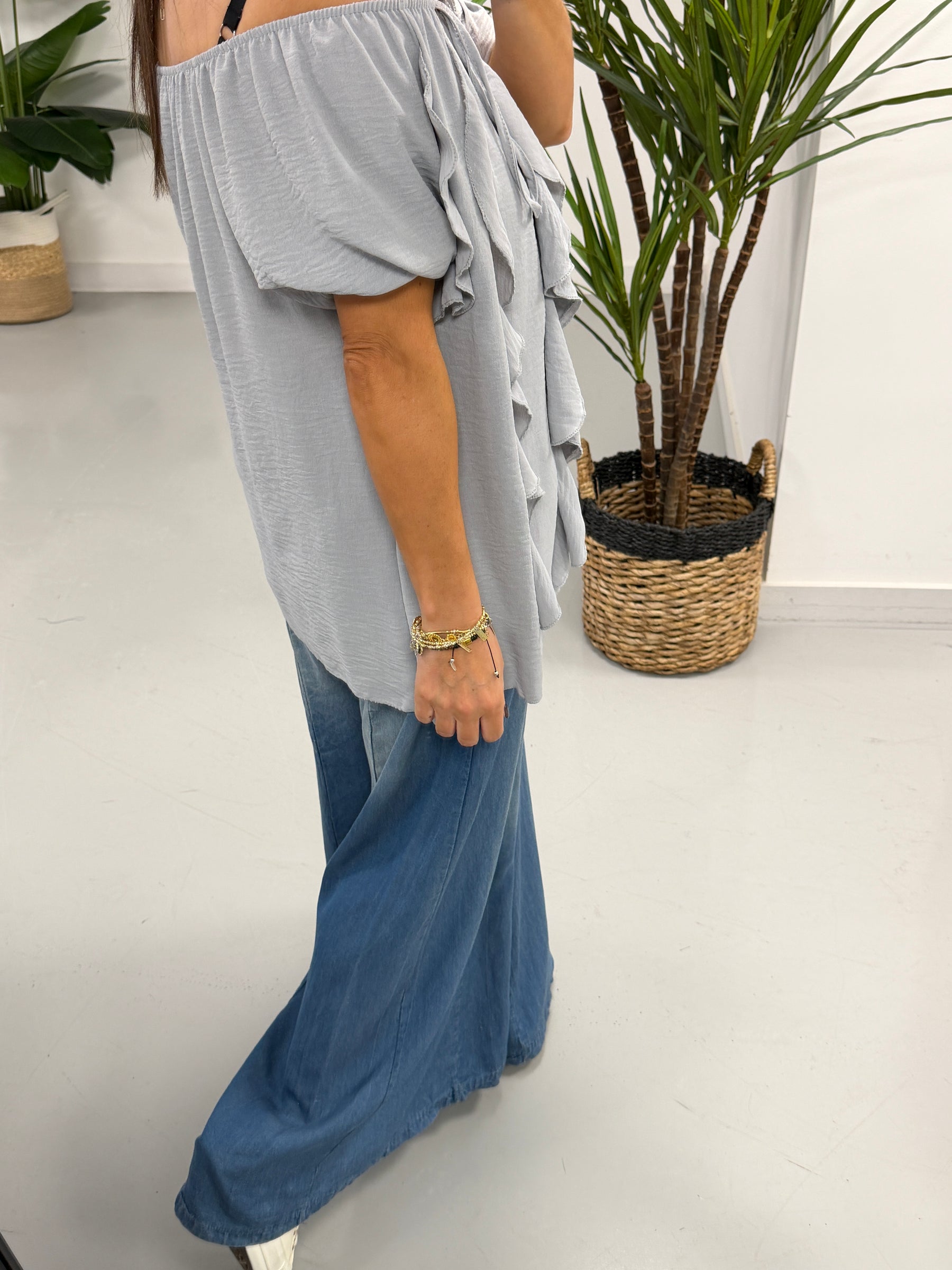 Summer Waterfall Blouse - Grey