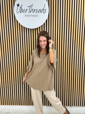 The Bell Sleeve Stripe Soft Knit - Camel