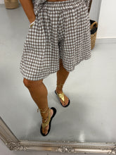 Gingham Elasticated Waist Shorts - Light Mocha