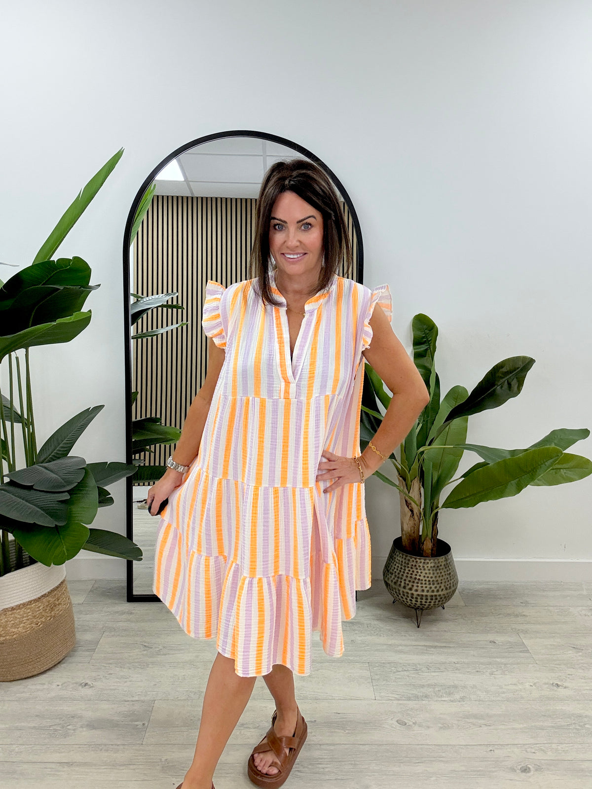 Valencia Tunic Dress - Lilac/Orange