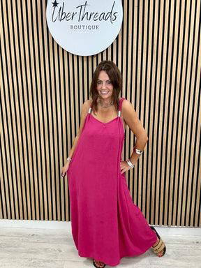 The Spring Shoulder Maxi - Cerise Pink