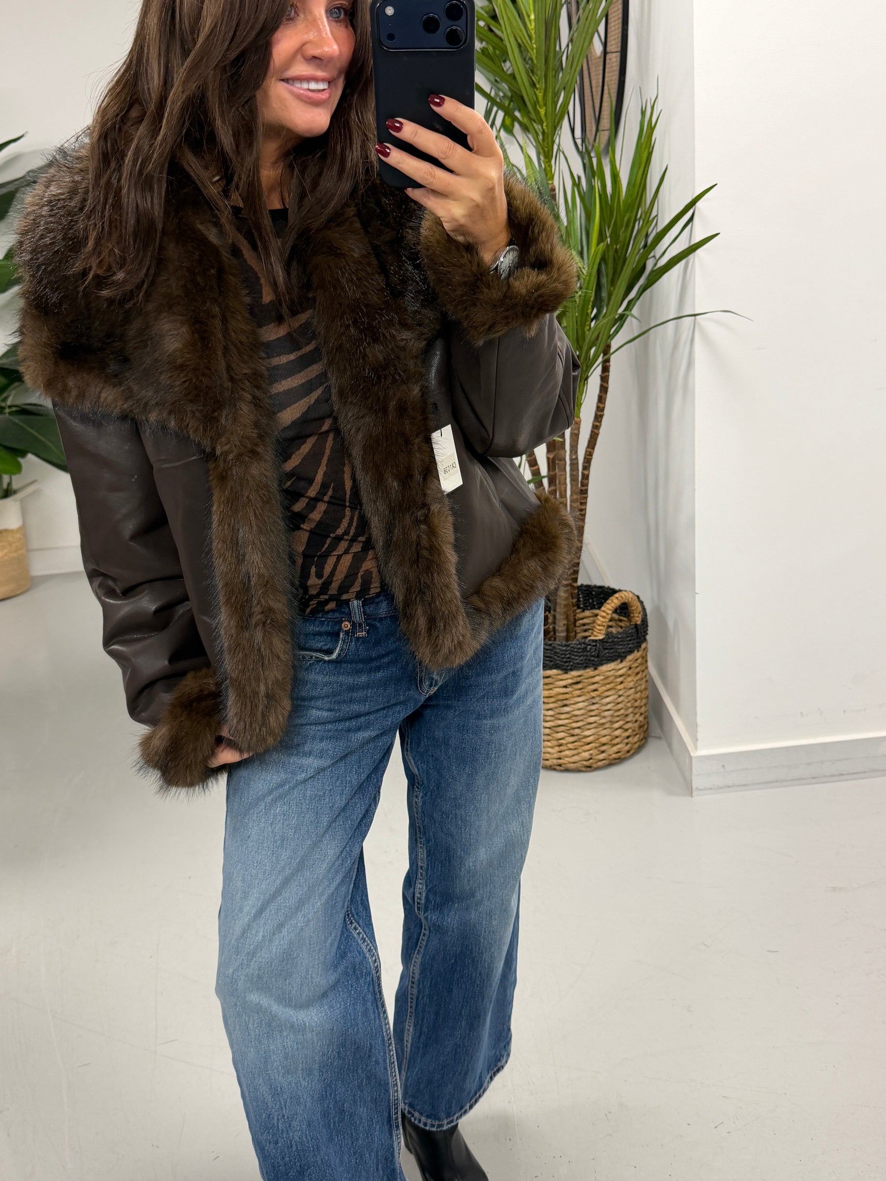 The Reversible PU/Faux Fur Jacket - Chocolate