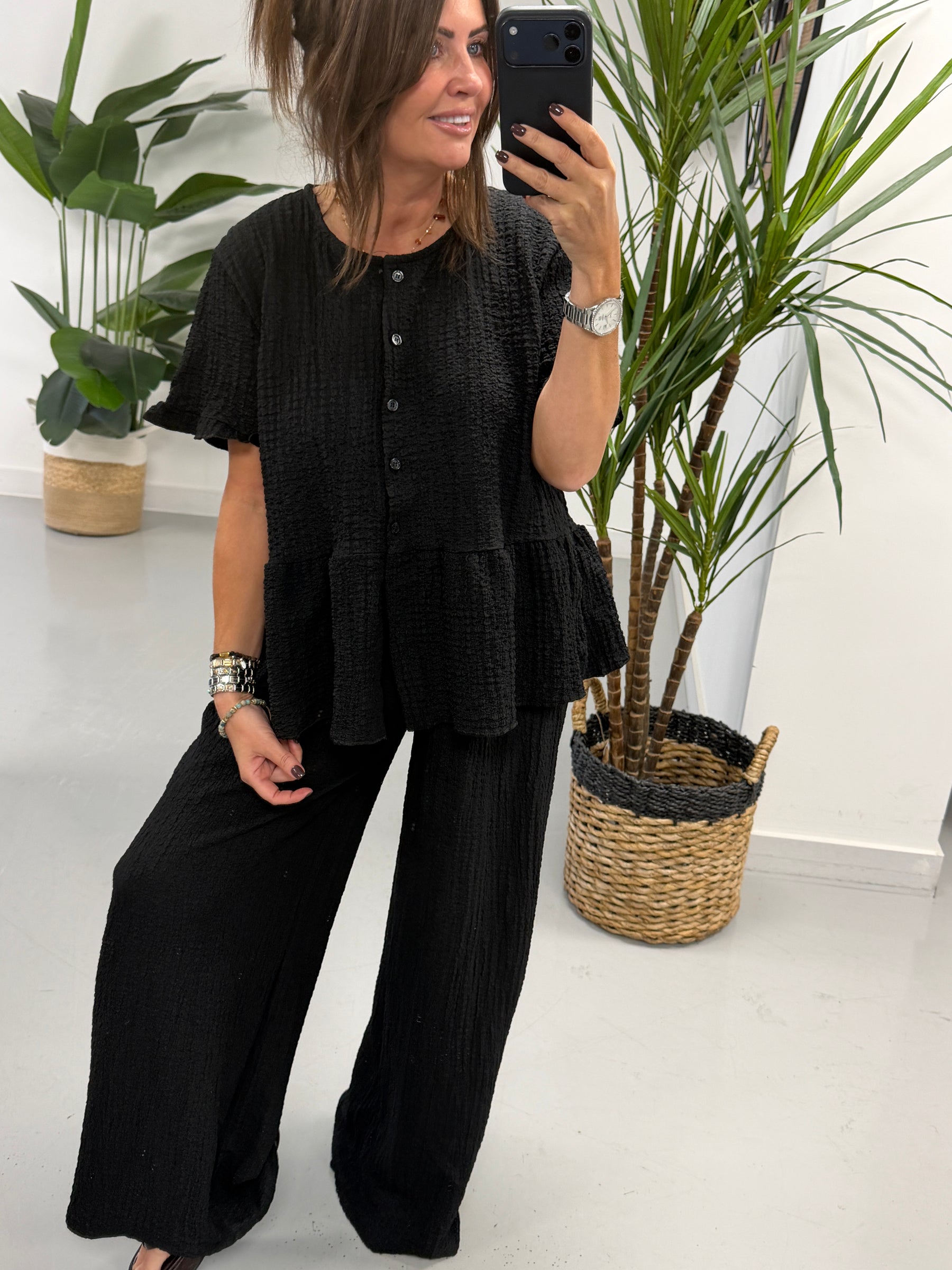 The Hallie Peplum Two Piece - Black