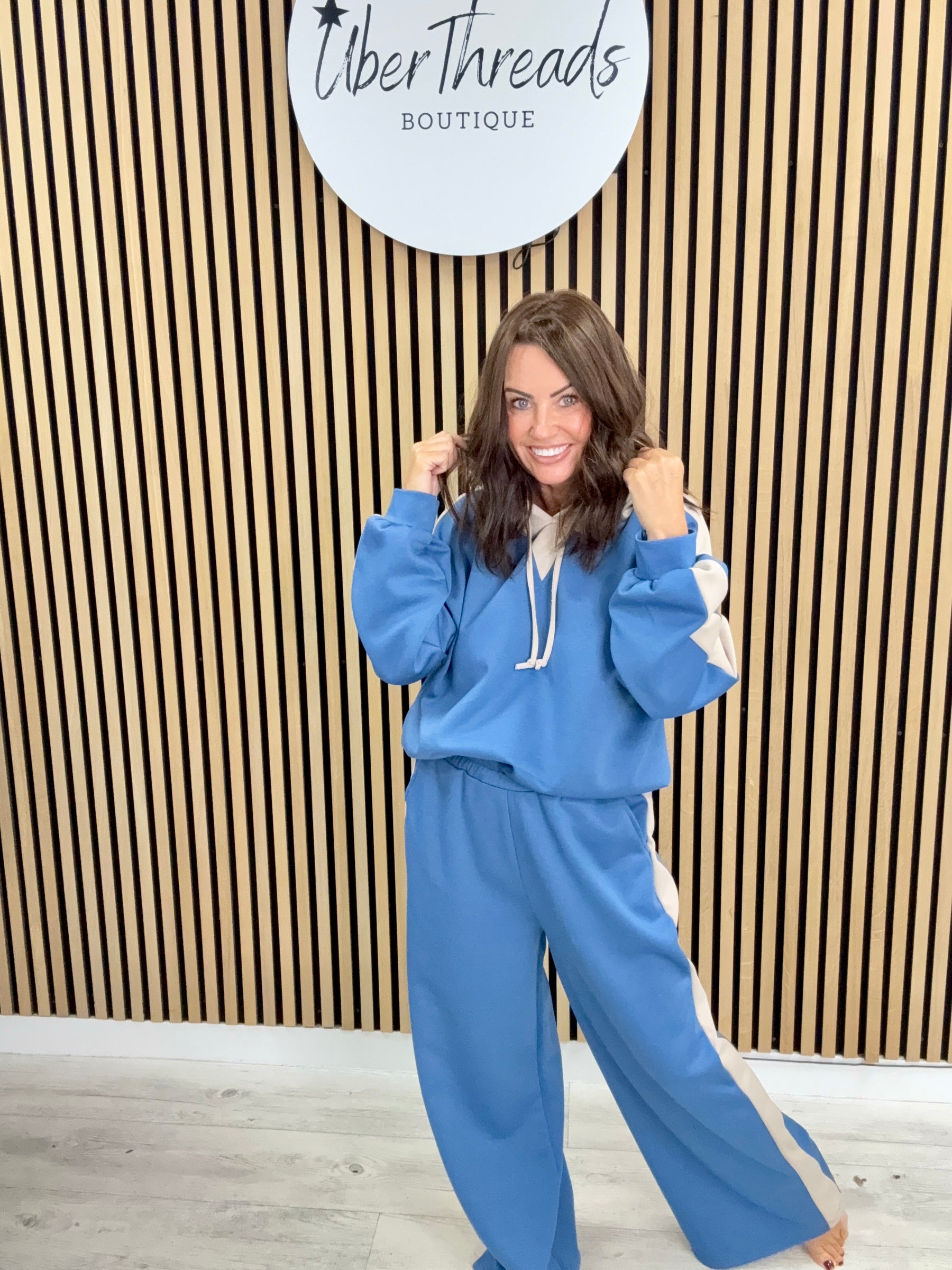 The Stripe Scuba Hooded Tracksuit - Denim Blue