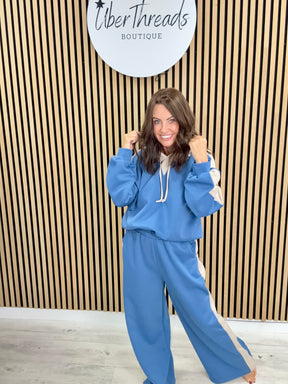 The Stripe Scuba Hooded Tracksuit - Denim Blue