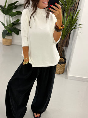 Crop Sleeve Knit - Winter White