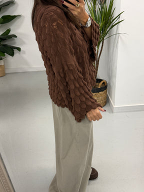 Soft Touch Tear Drop Knit - Chocolate (Size 8 - 16)