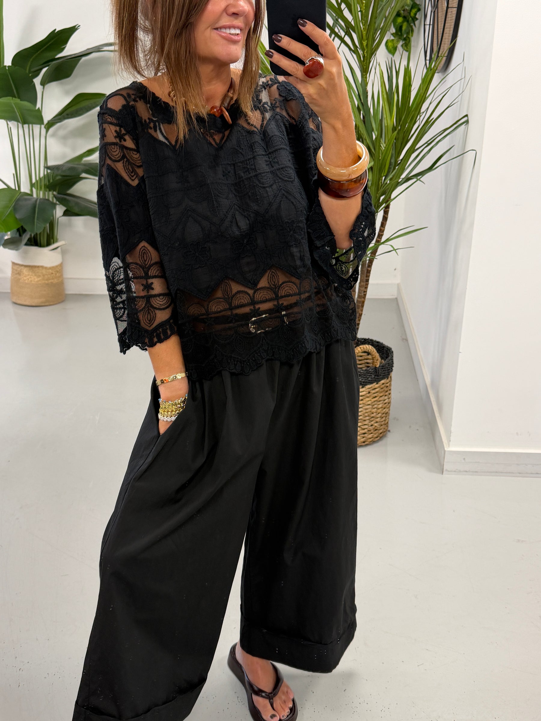 Seville Lace Top - Black