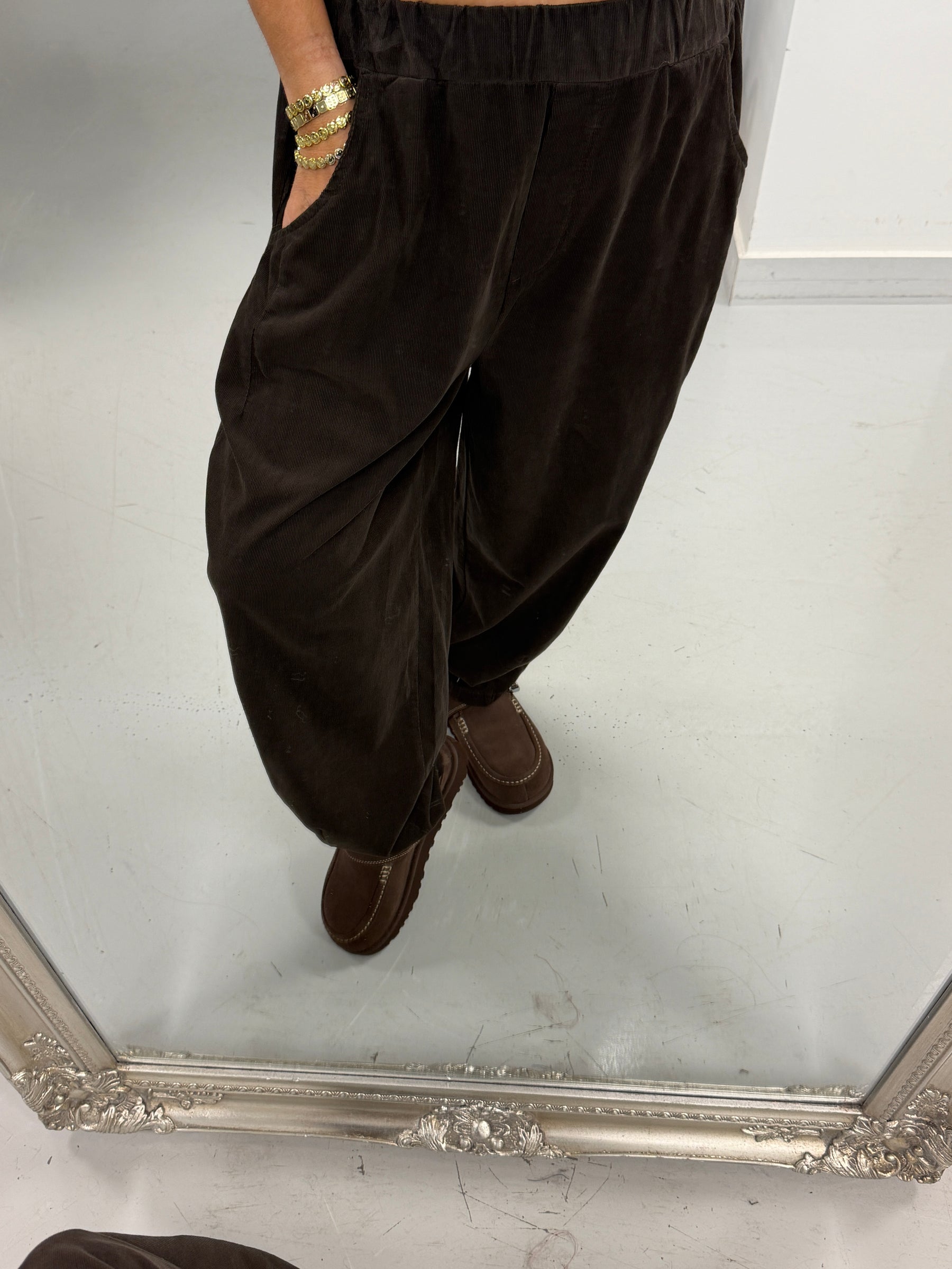 The Barrel Needlecord Joggers - Chocolate (Size 8-12)