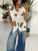 The Paisley Cotton Sleeveless Blouse - Black