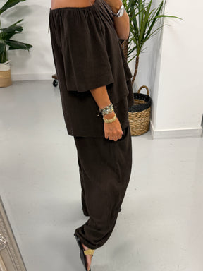 Sahara Bardot Tunic - Chocolate