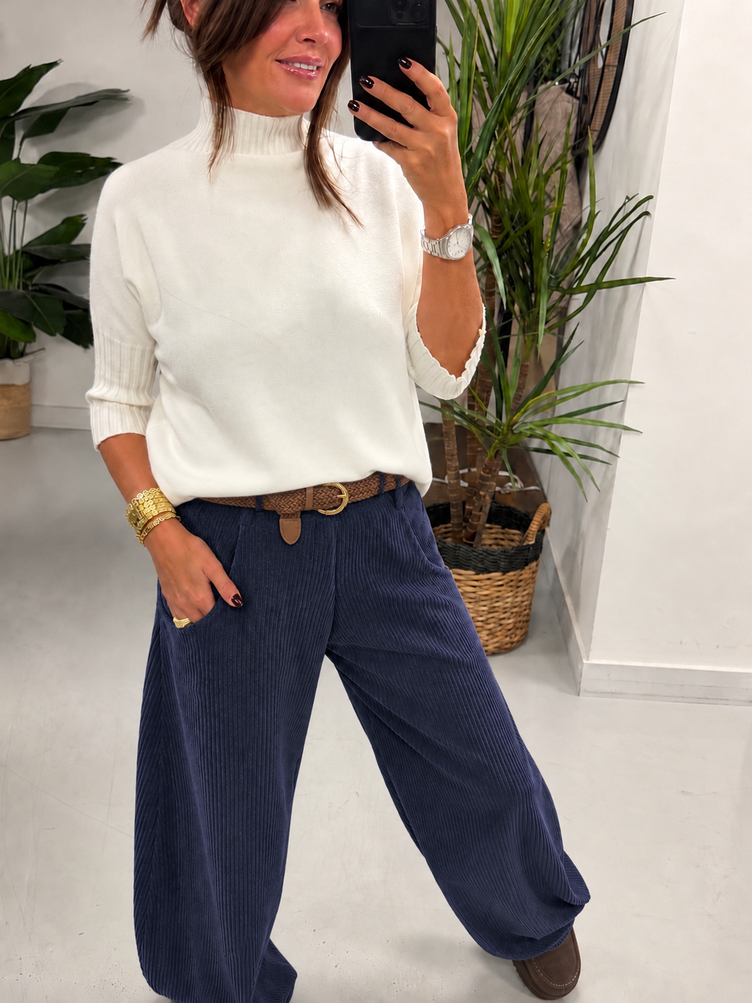 The Cambridge Cord Barrel Trousers - Navy  (Size 10-14)