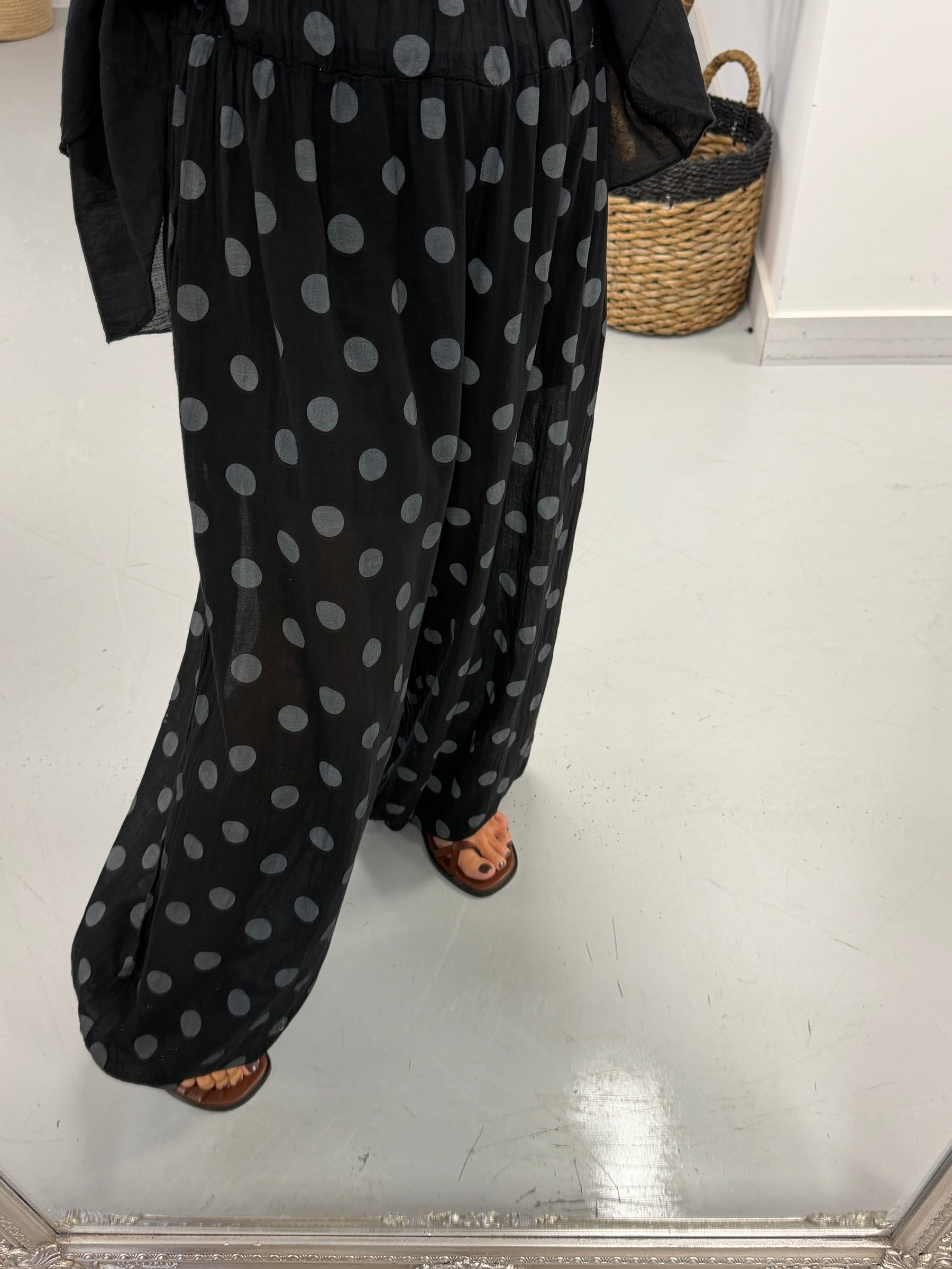Polka Dot Balloon Pants - Black