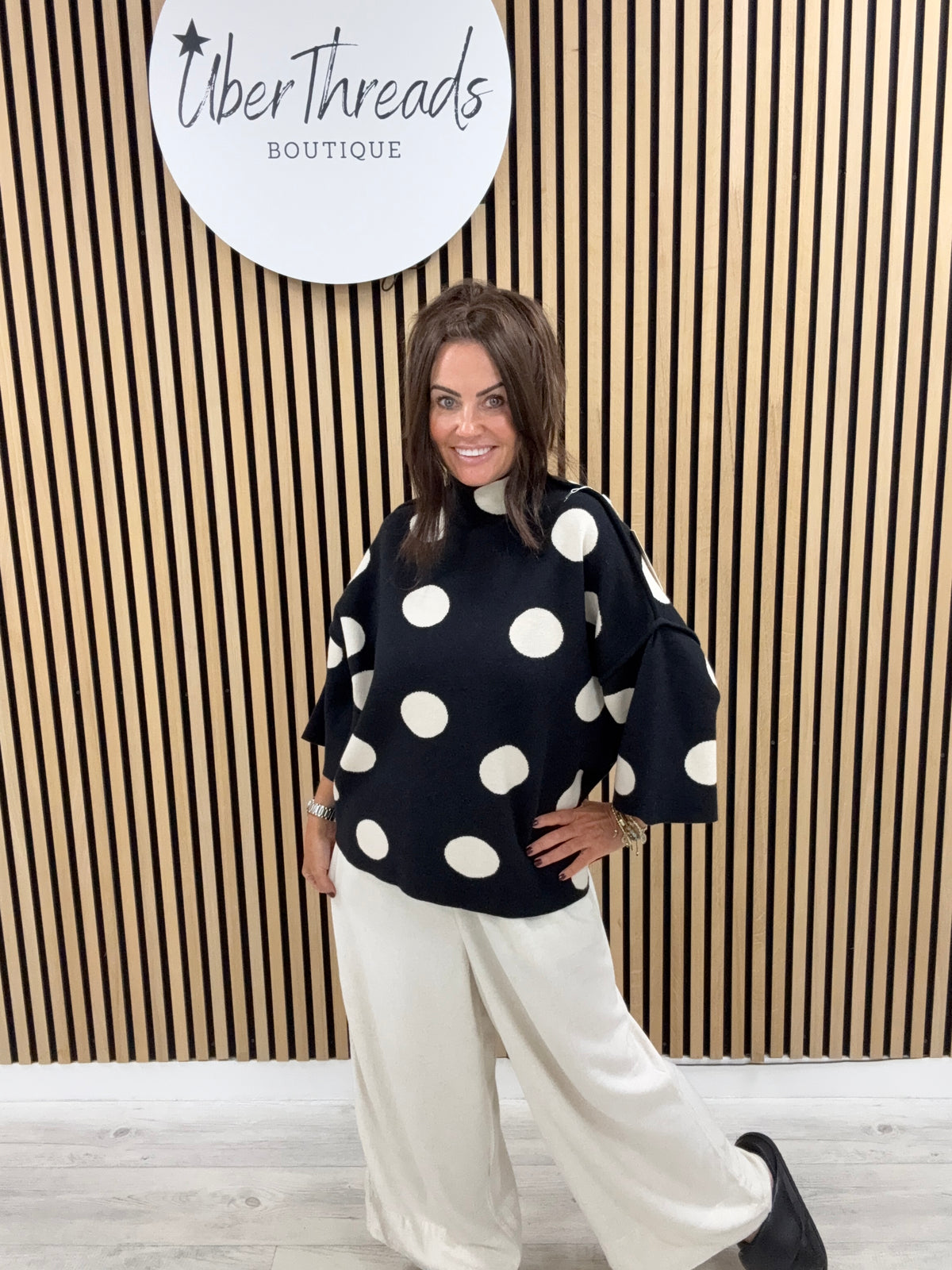 Boxy Dotty Knit- Black
