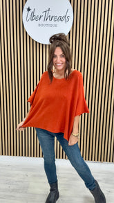 Gracie Crop Sleeve Knit - Burnt Orange