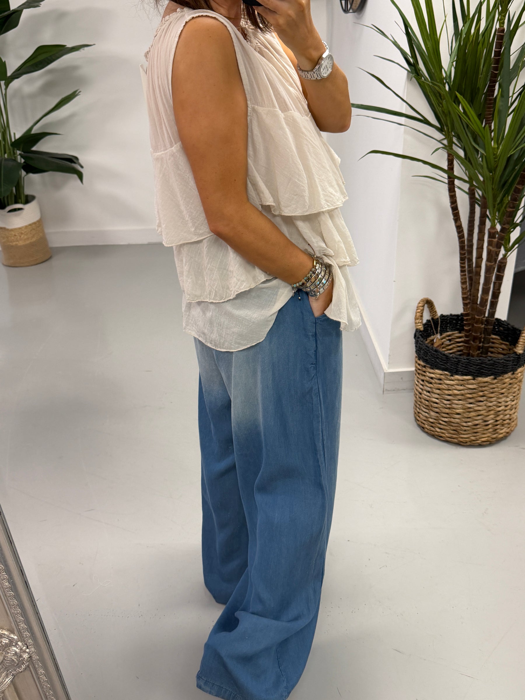 The Rio Ruffle Top - Stone
