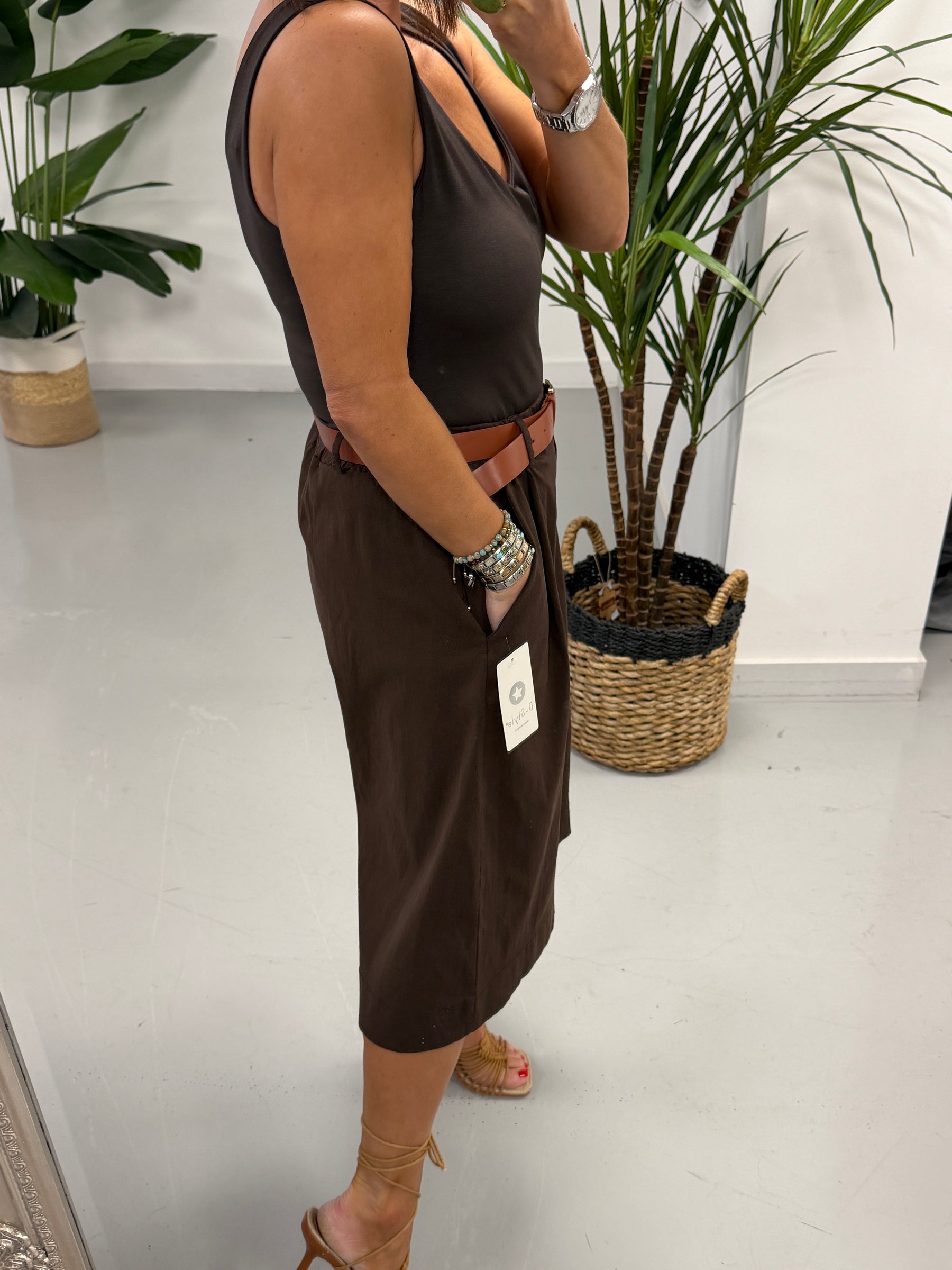 Belted Culotte Shorts - Chocolate