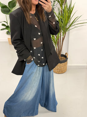Ruched Sleeve Blazer - Black (Plus sizes)