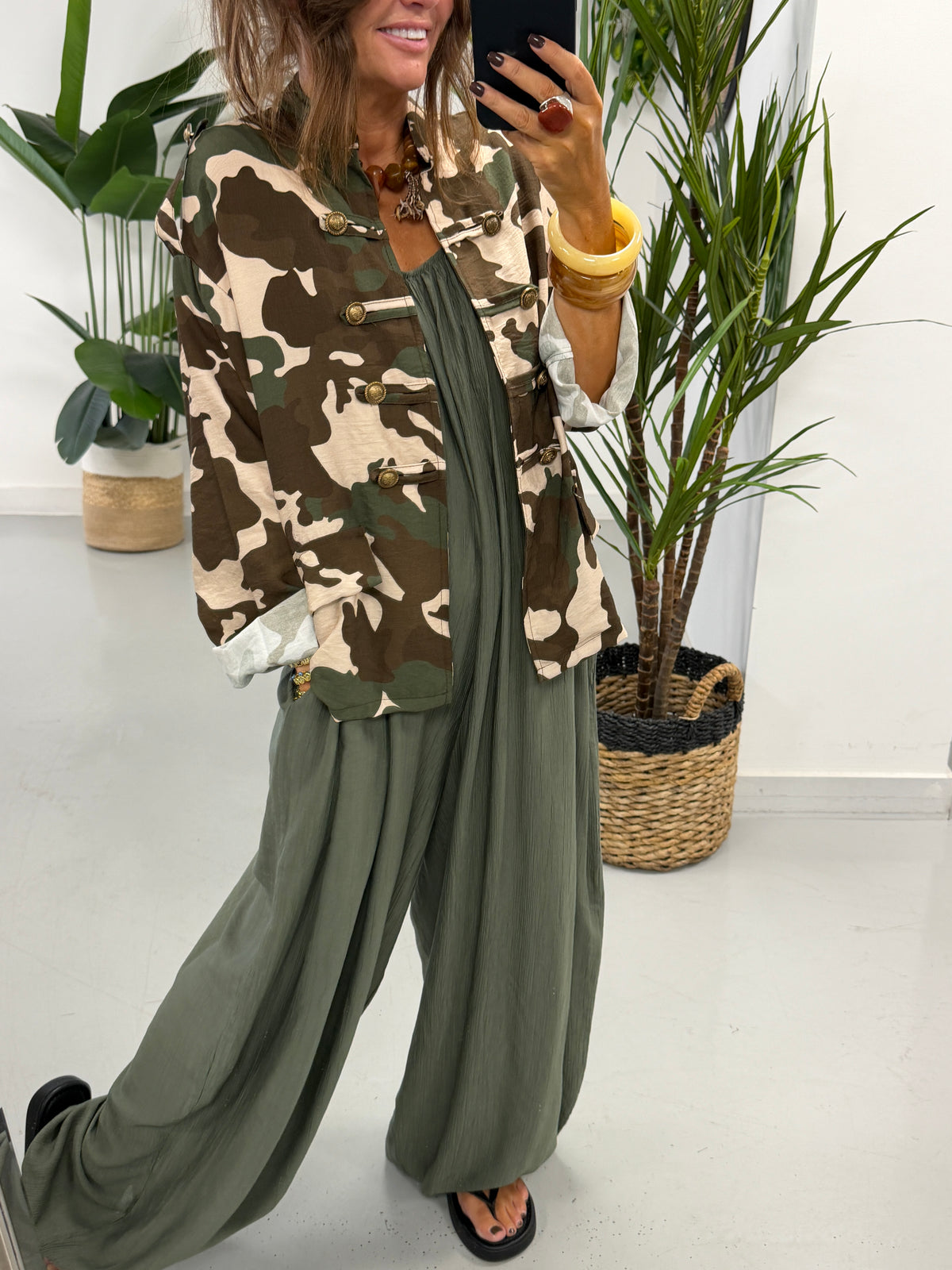 Camo Military Jacket Khaki/Chocolate