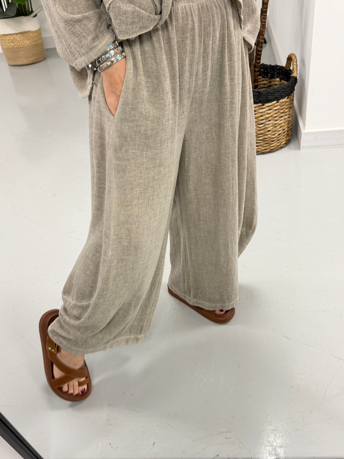 Sahara Barrel Trousers - Pebble