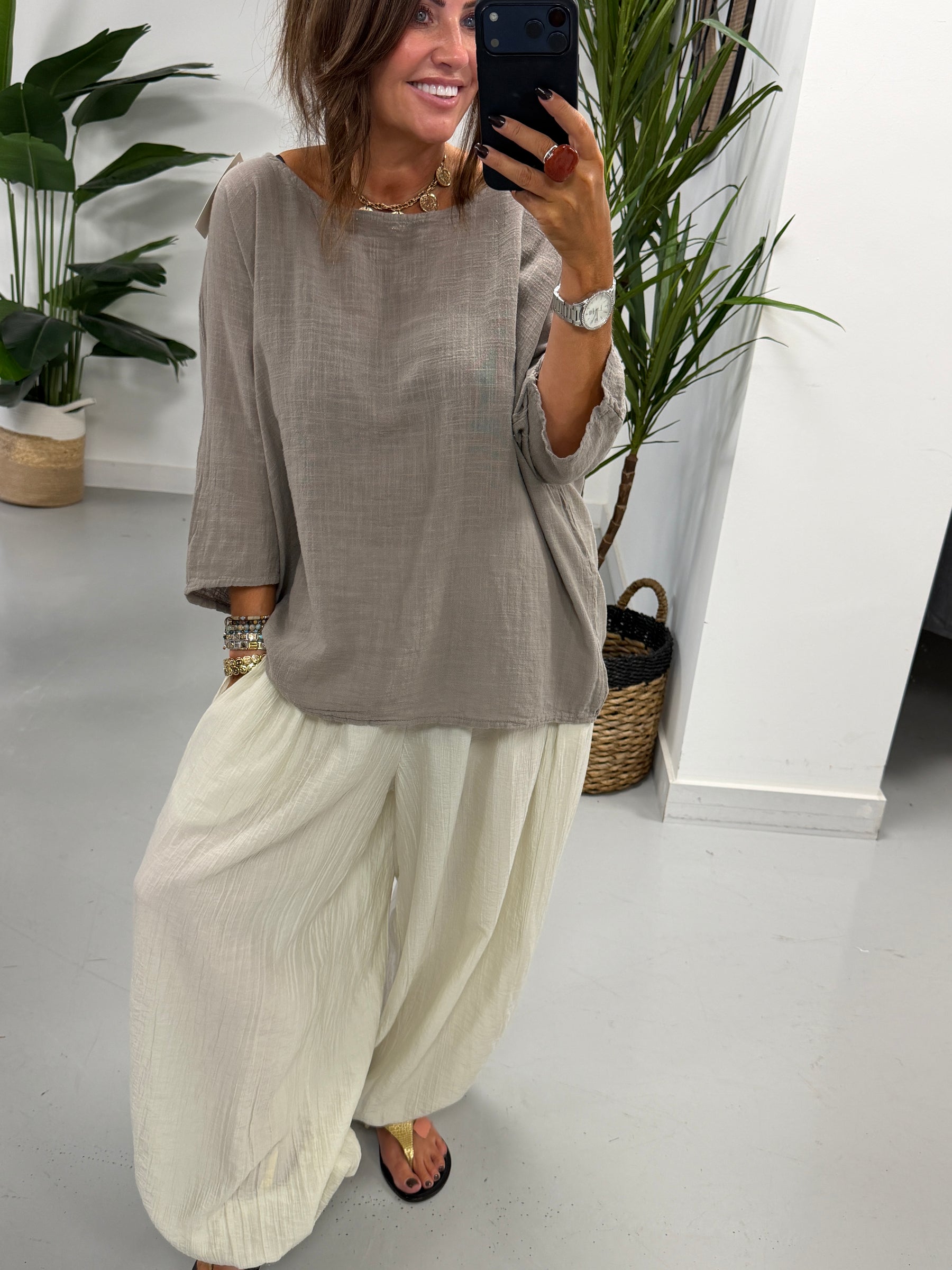 Basic Cotton Top - Taupe