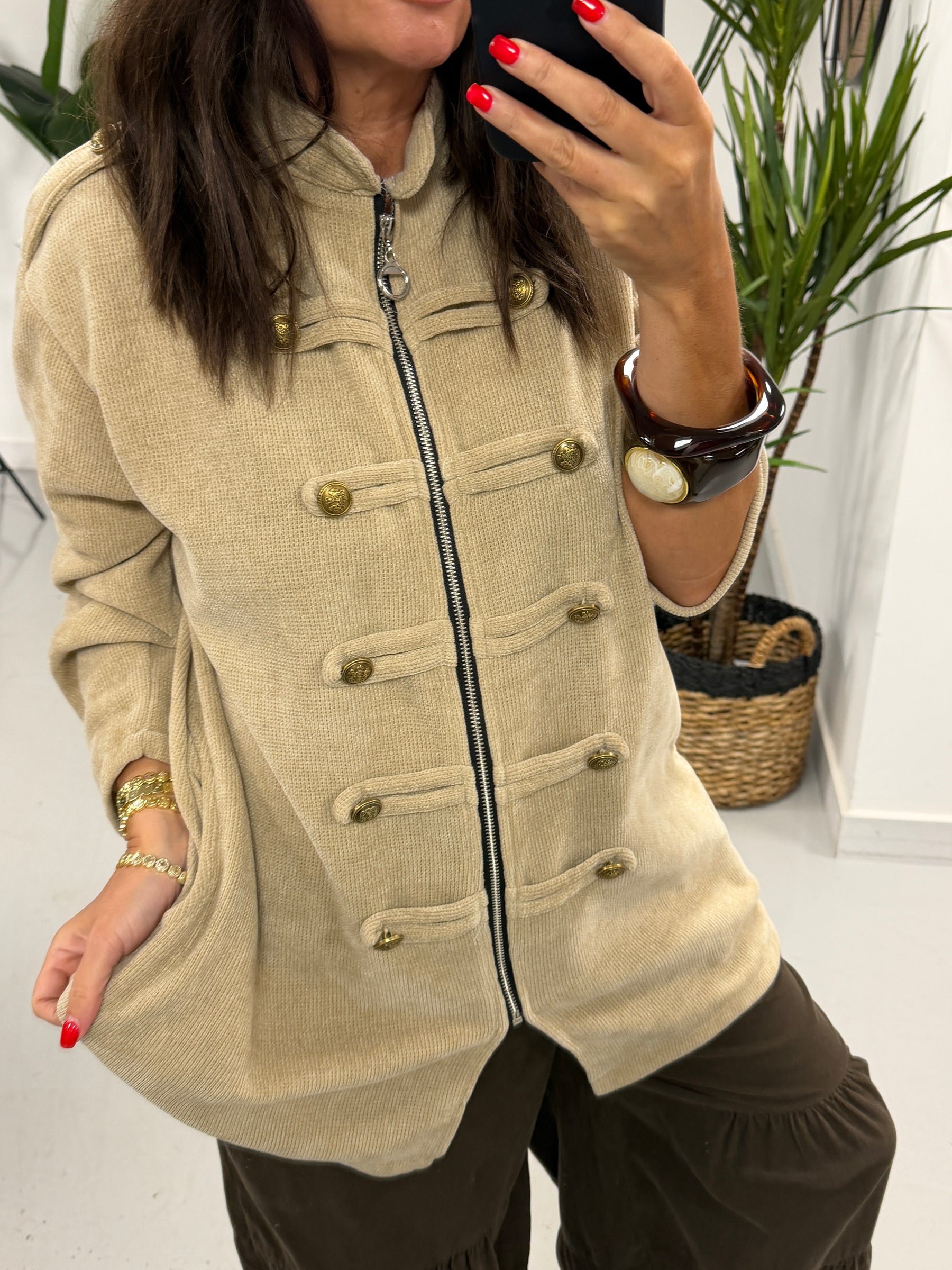 The Big Softie Zip Military Jacket - Cream