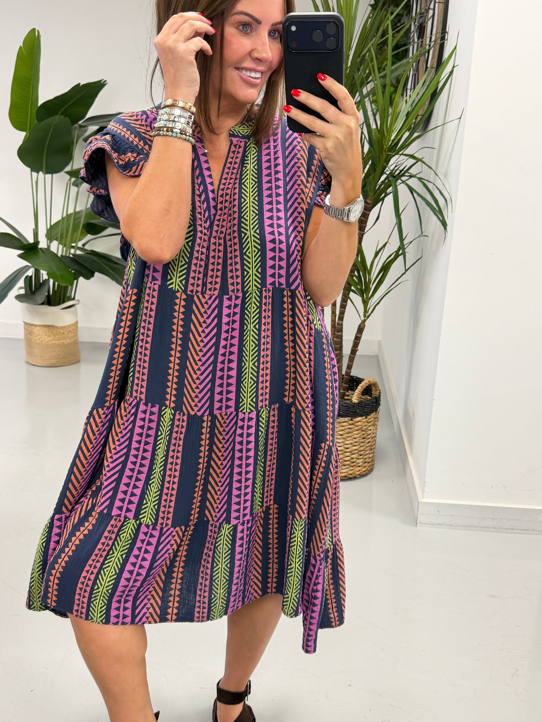 The Valencia Tiered Smock/Dress - Navy