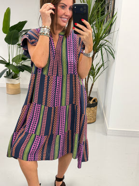 The Valencia Tiered Smock/Dress - Navy