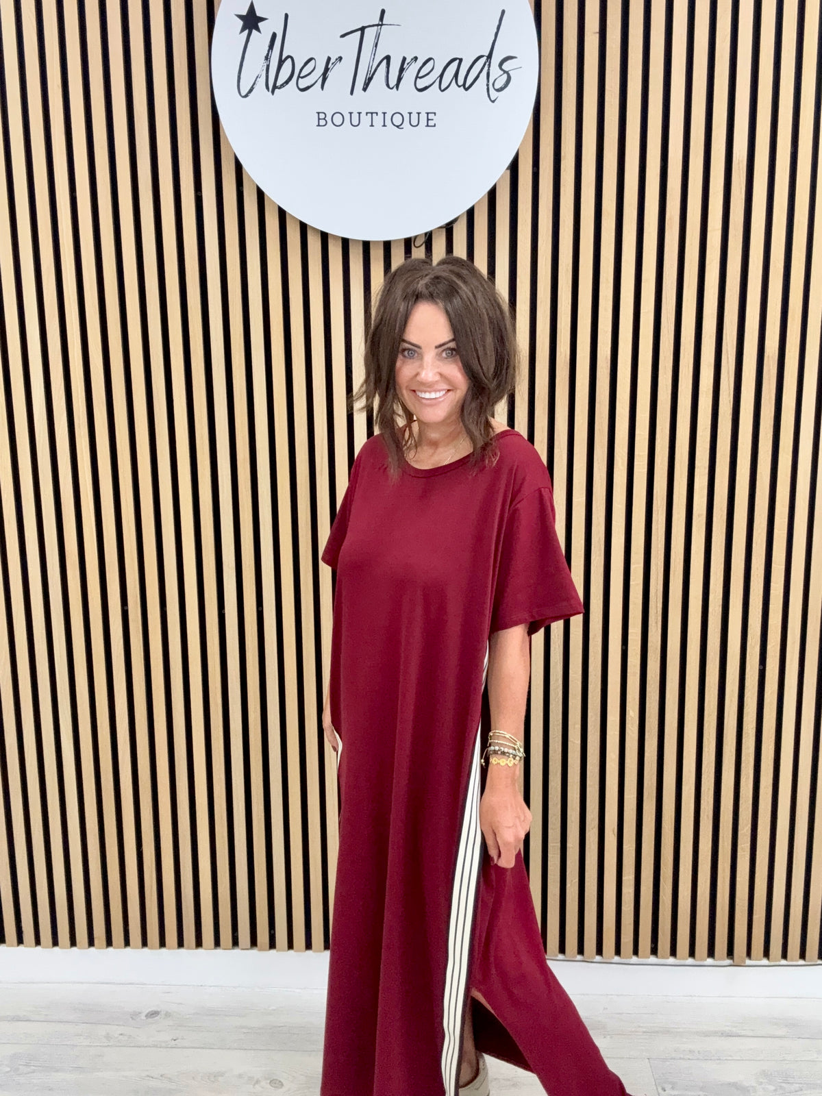 The Autumn Stripe Dress - Mulberry