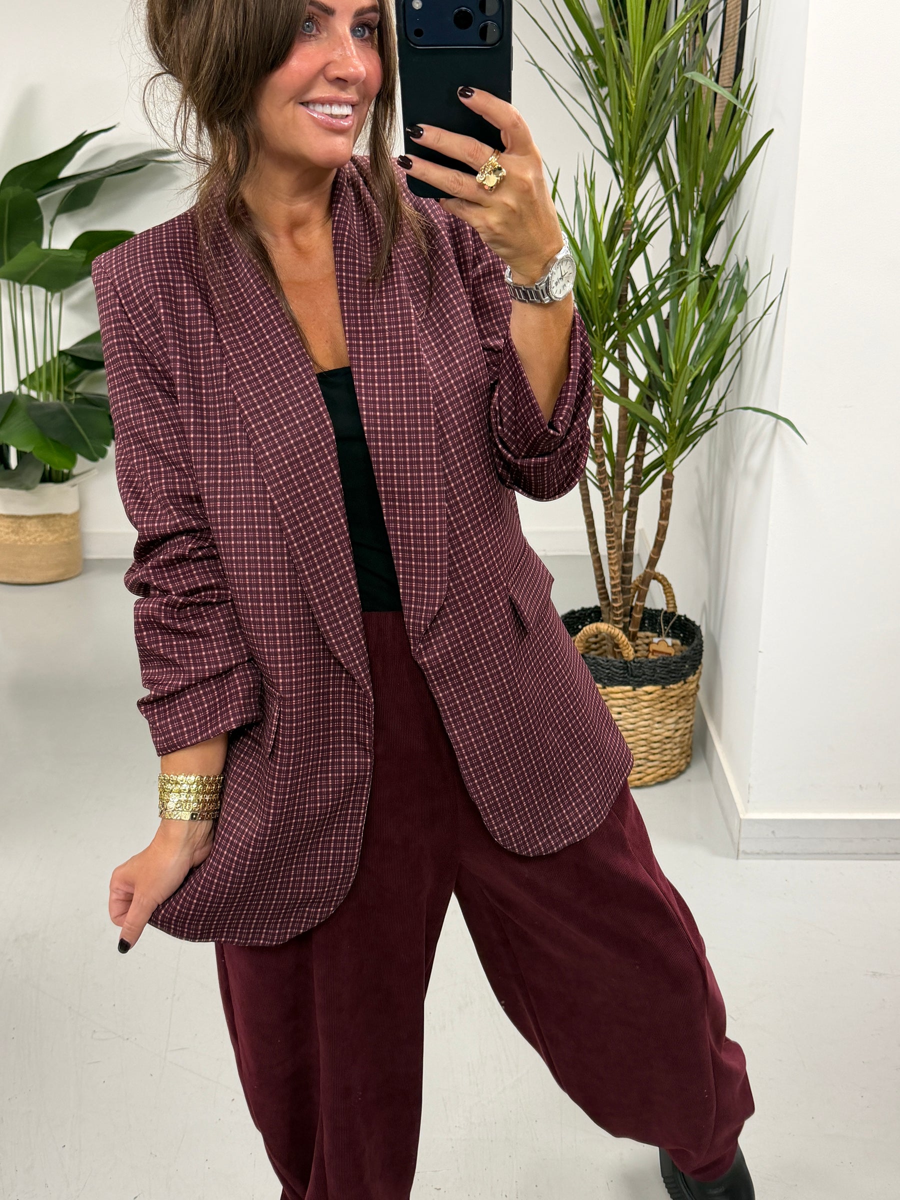 The Charleston Cord Pocket Barrel Trousers - Wine (Size 12-18)