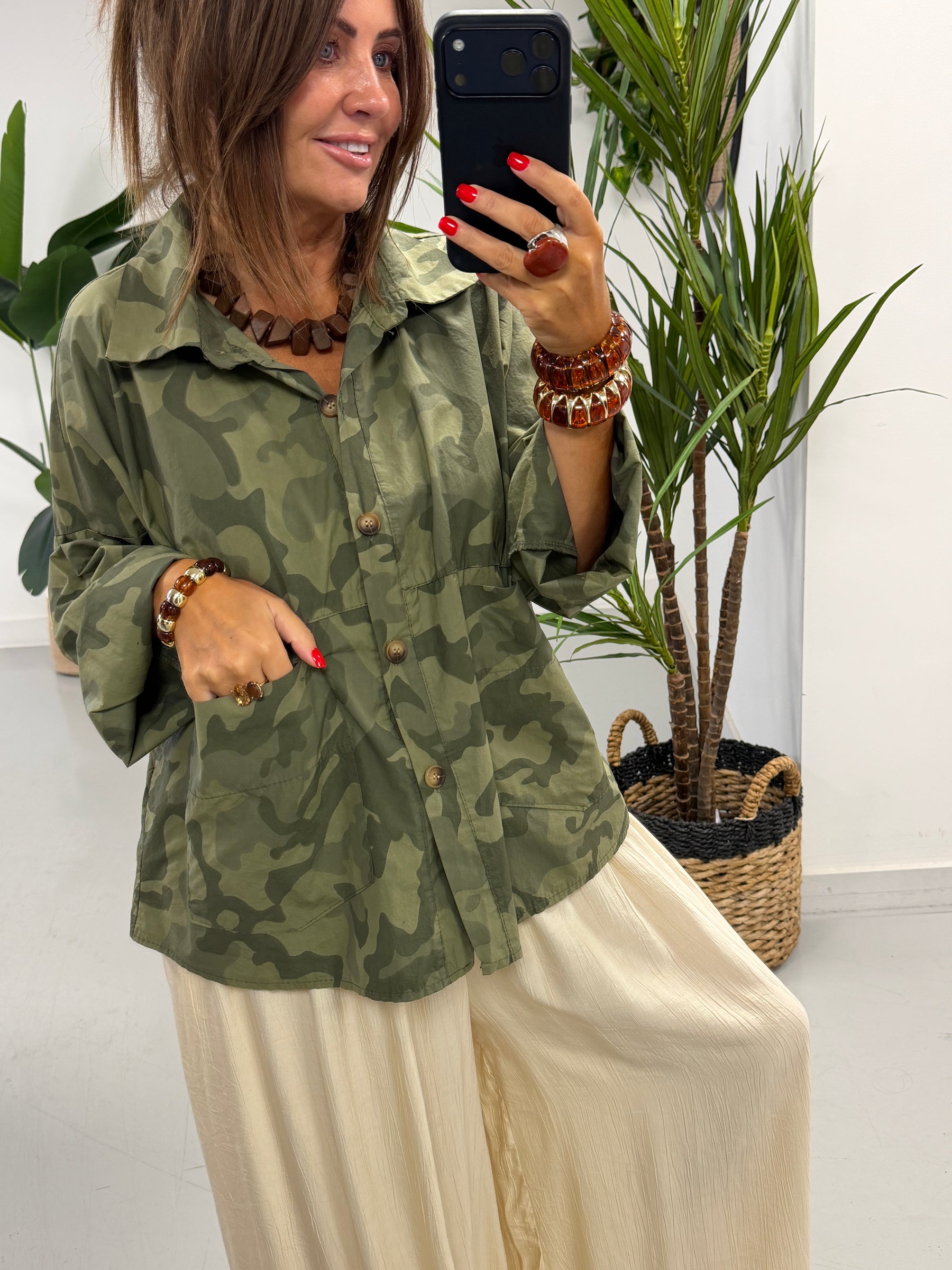 The Retro Camo Shacket - Mid Khaki