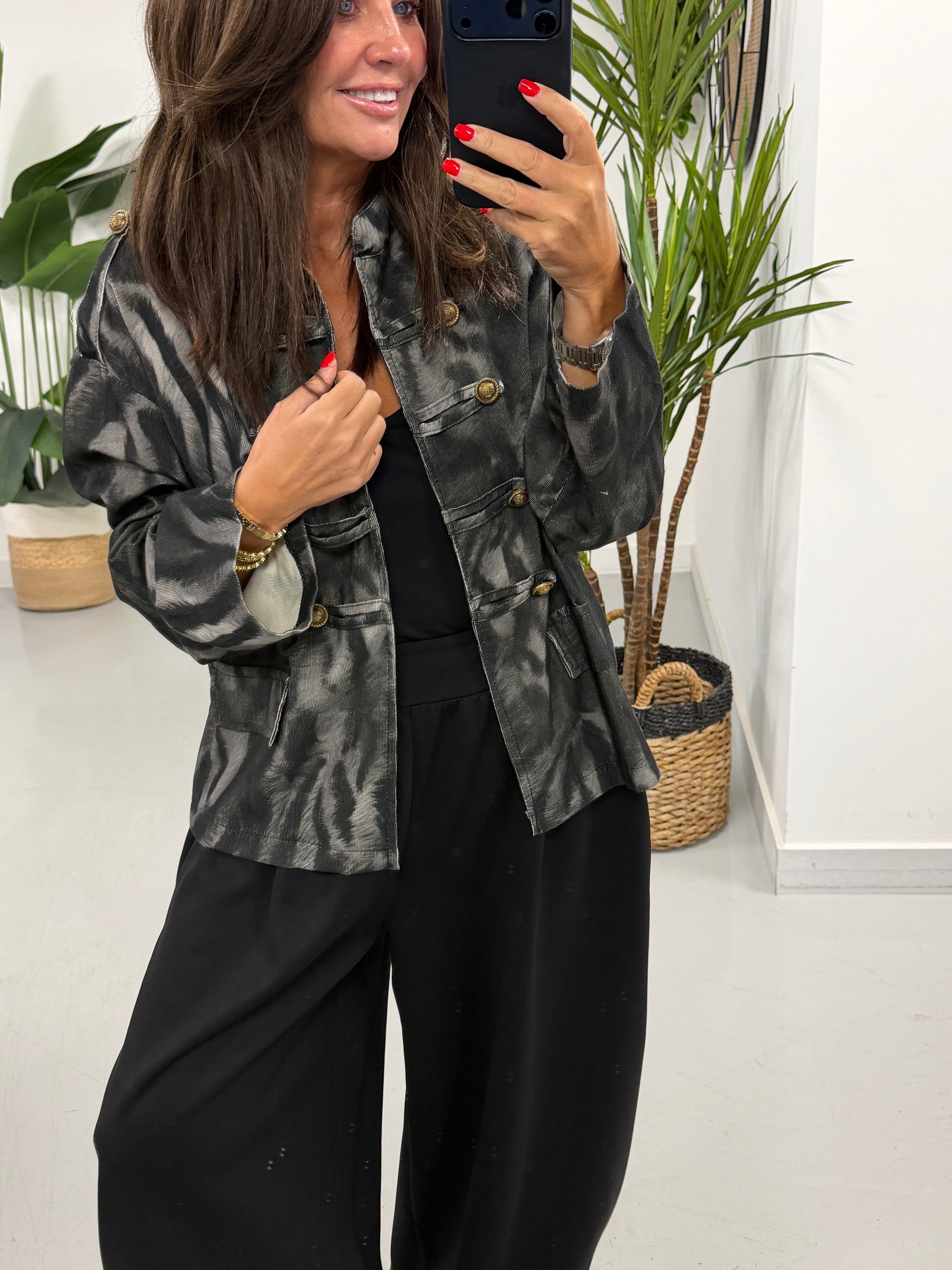 The Needlecord Military Jacket - Black/Grey