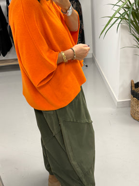 Gracie Crop Sleeve Knit - Orange