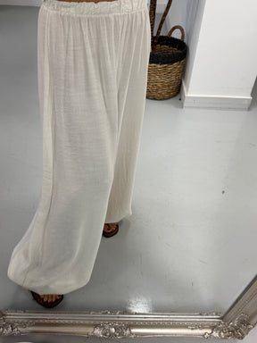 The Balloon Tie Cuff Trousers - Cream