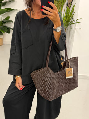 The Woven Infusion Inspired Tote Bag - Dark Chocolate