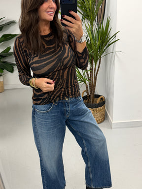 The Cashmere Blend Mesh - Black/Choc  Zebra  (Size 8-14)