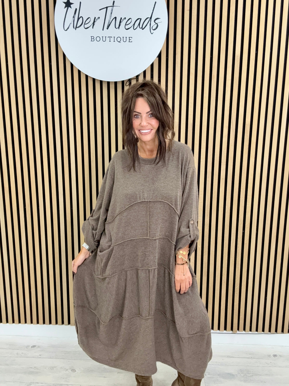 The Slouch Pocket Dress - Light Chocolate