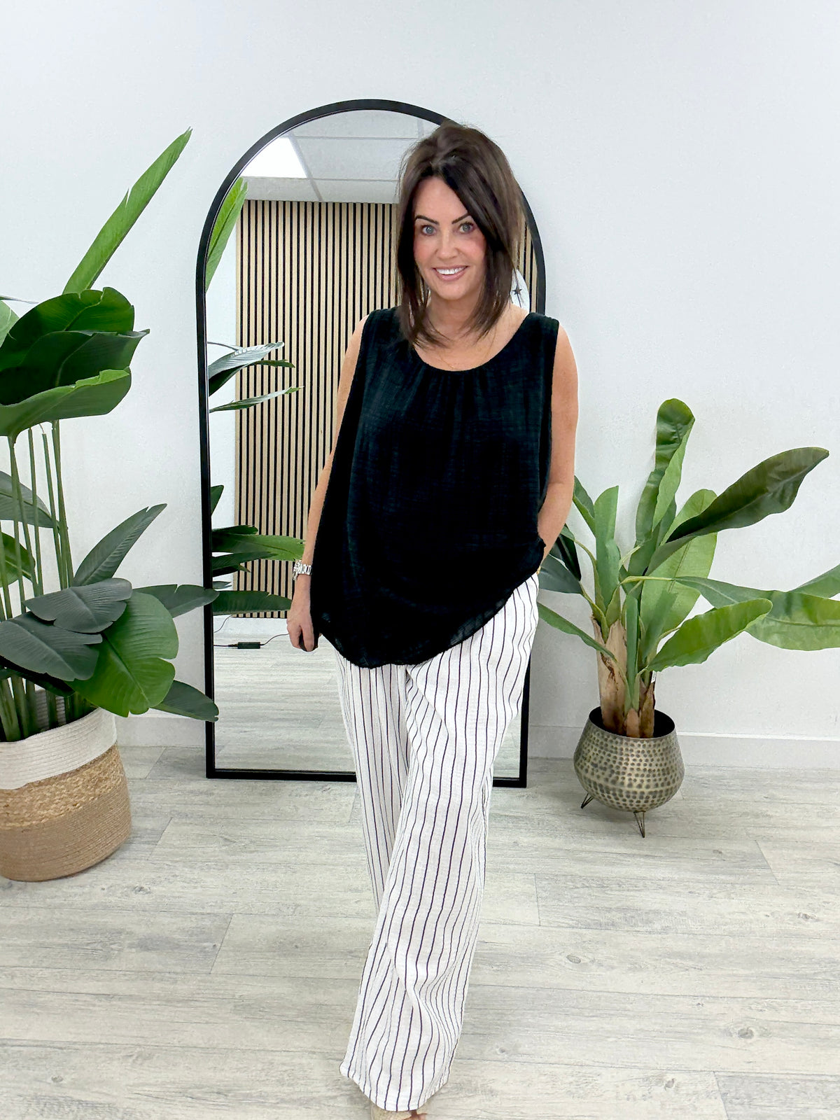 Valencia Stripy Trousers - Black Stripe