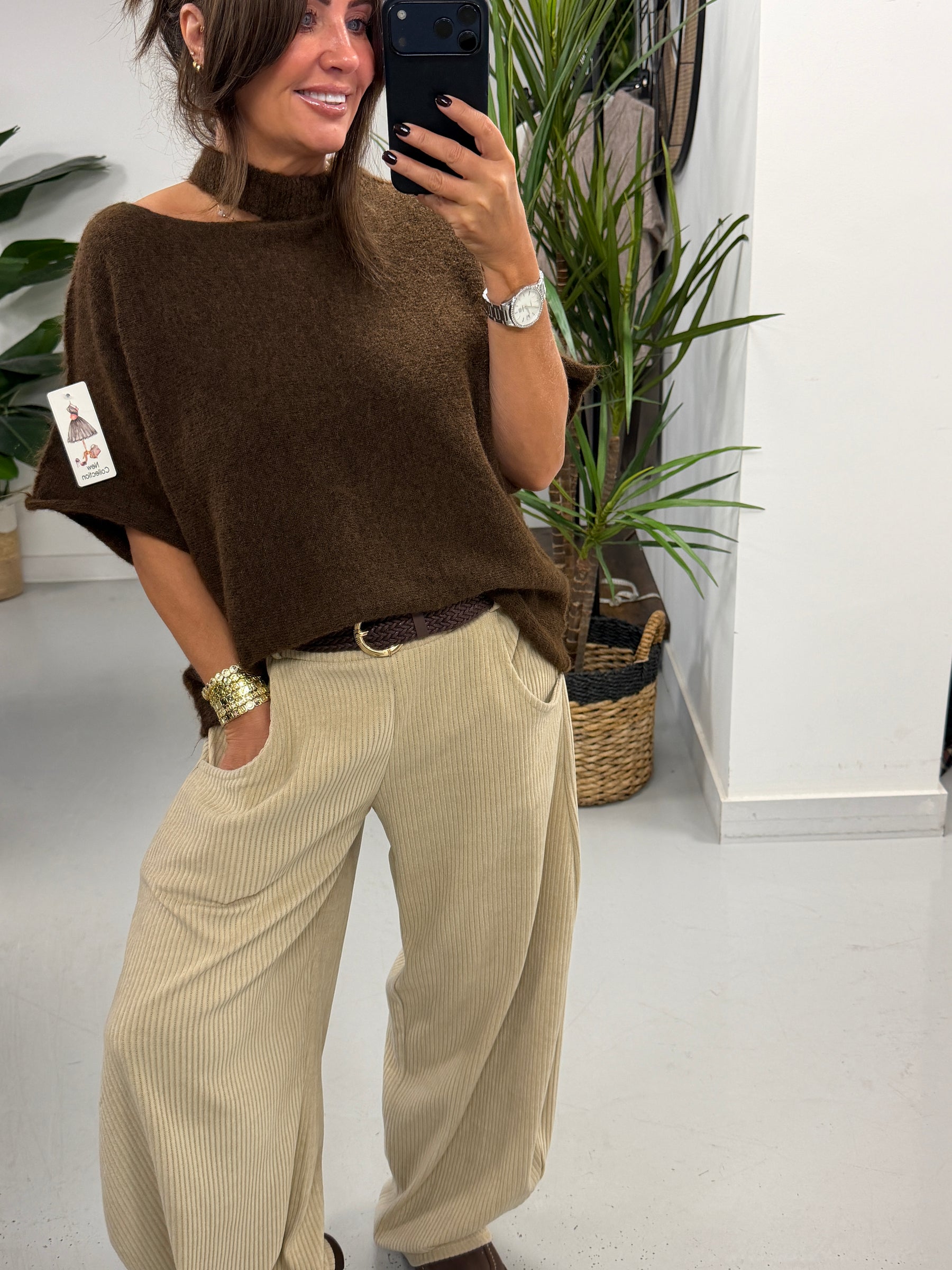 The Cambridge Cord Barrel Trousers - Stone (Size 10-14)
