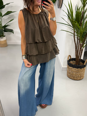 The Rio Ruffle Top - Chocolate