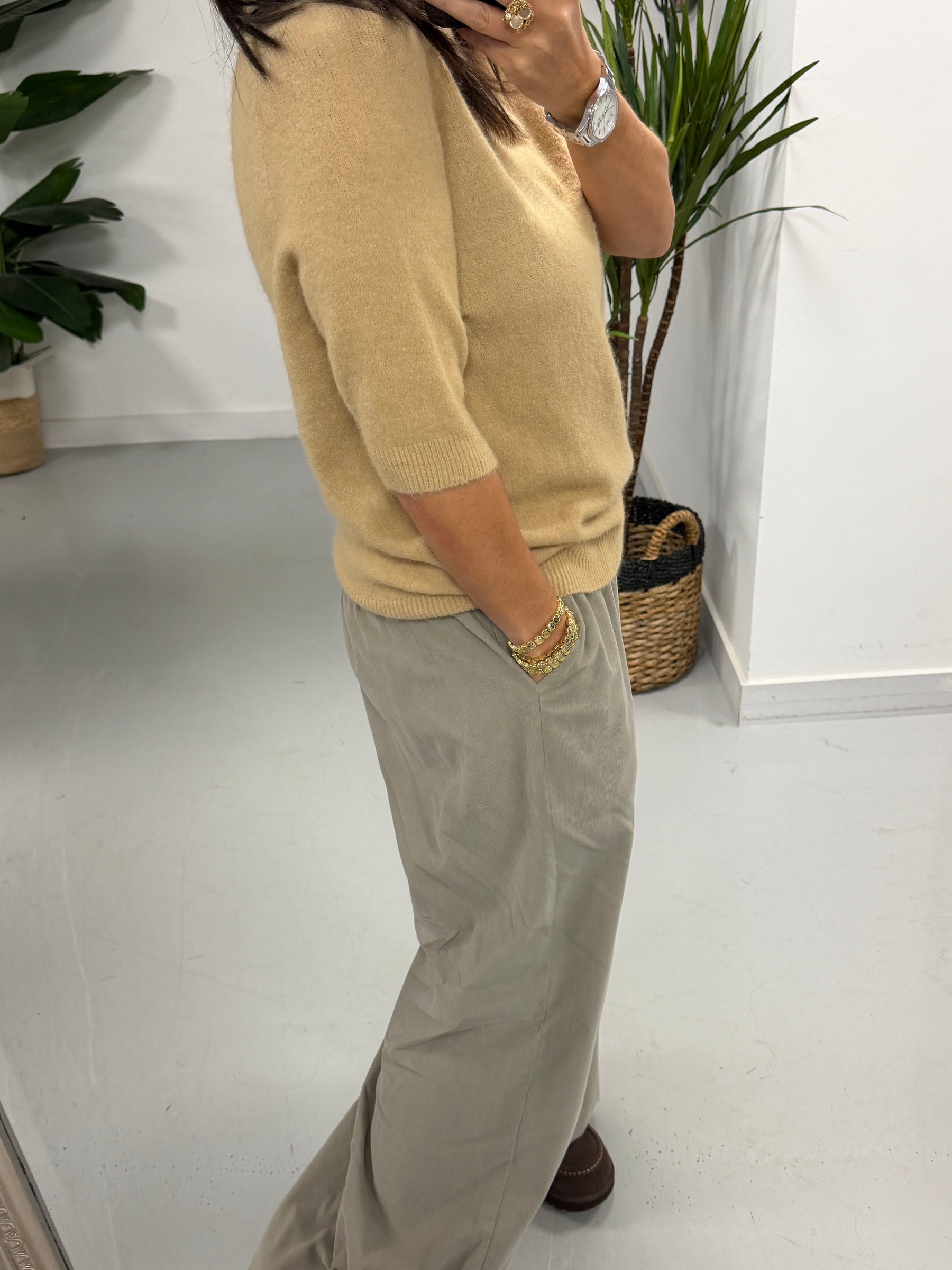 The Drift Crop Sleeve Knit - Camel (Size 10-14)