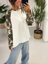 The Conrad Camo Raglan Sweater - White