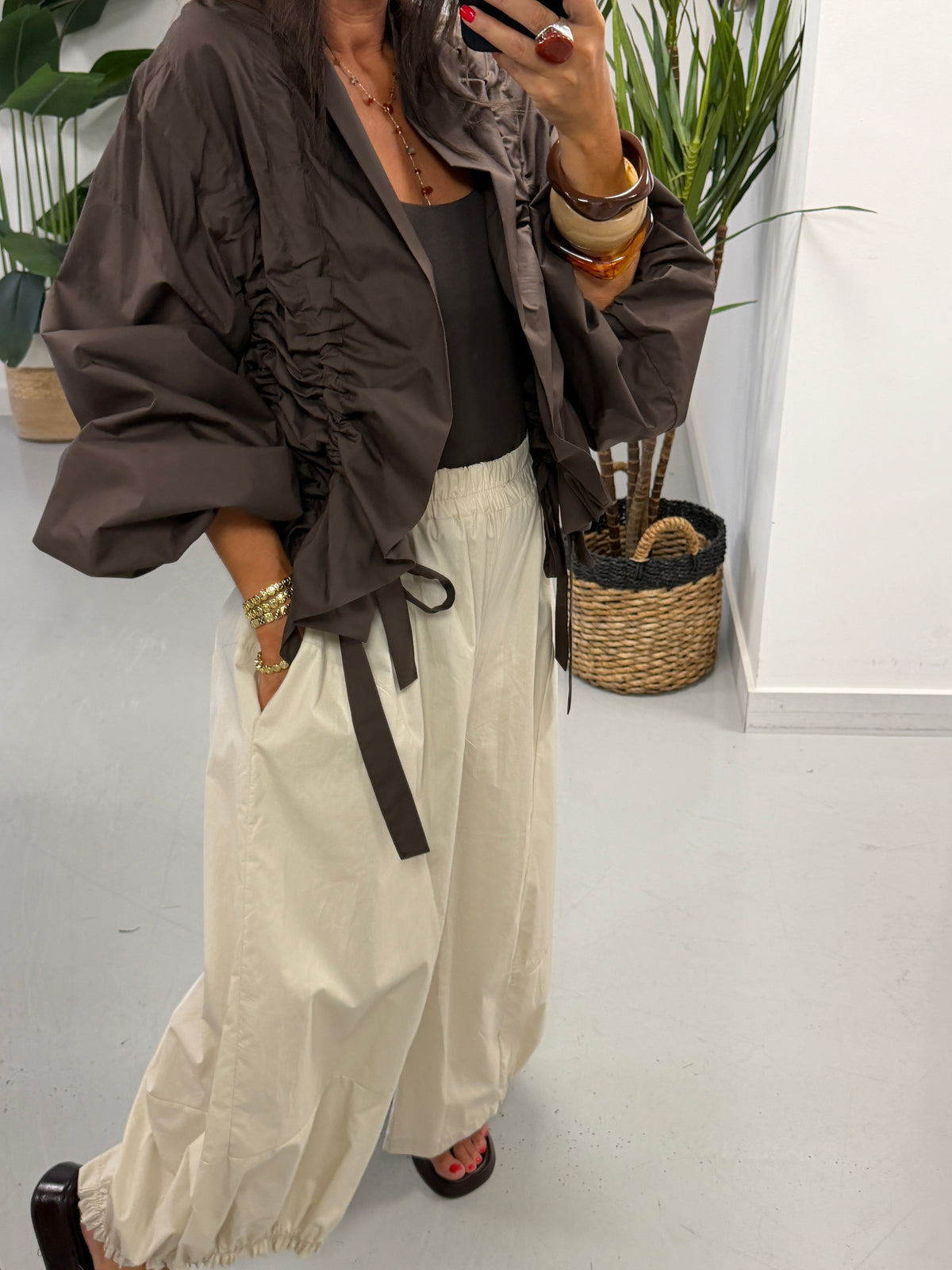 PRE ORDER The Urban Ruched Jacket - Chocolate