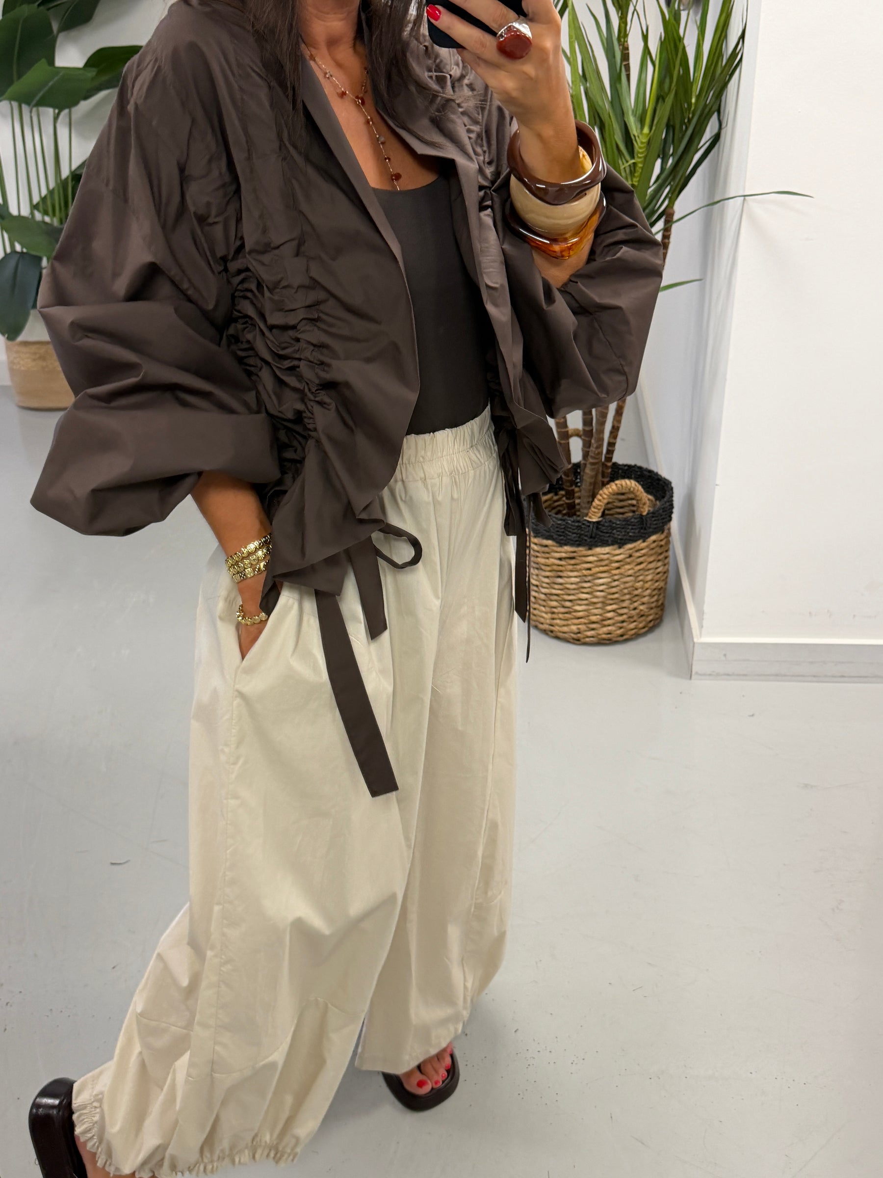 PRE ORDER The Urban Ruched Jacket - Chocolate