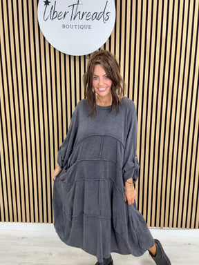The Slouch Pocket Dress - Charcoal