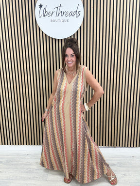 The Luxe Sleeveless Ziggy Maxi - Brown/Gold