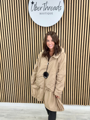 Fly Double Layer Hi Lo Jacket - Camel